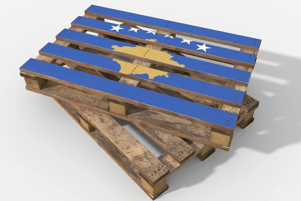 Pallet 3d met vlag Kosovo — Stockfoto