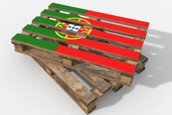 Pallet 3D with flag Portugal — Stock Photo, Image