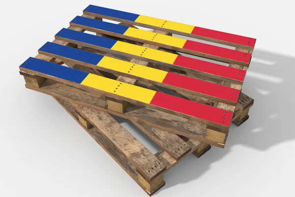Поддон 3D с флагом Румынии — стоковое фото