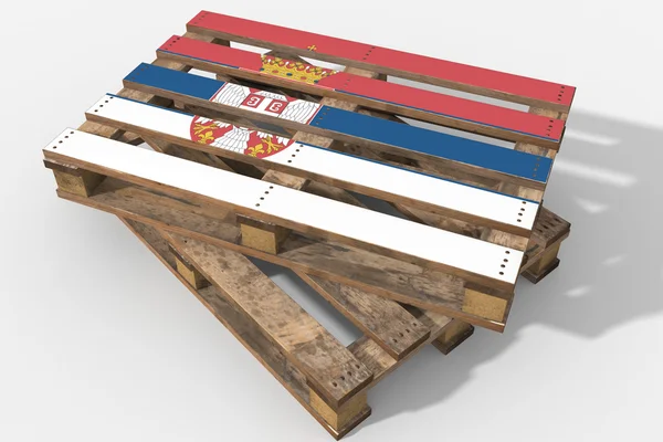 Pallet 3D med flag Serbien - Stock-foto