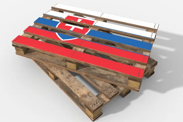 Lastpall 3d med flagga Slovakien — Stockfoto