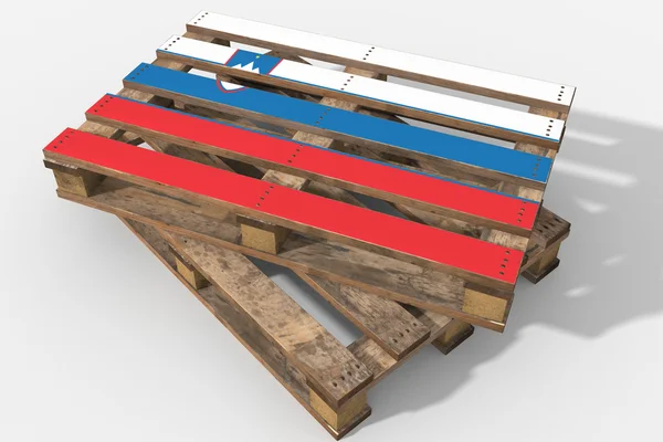 Pallet 3D with flag Slovenia — Stock Photo, Image