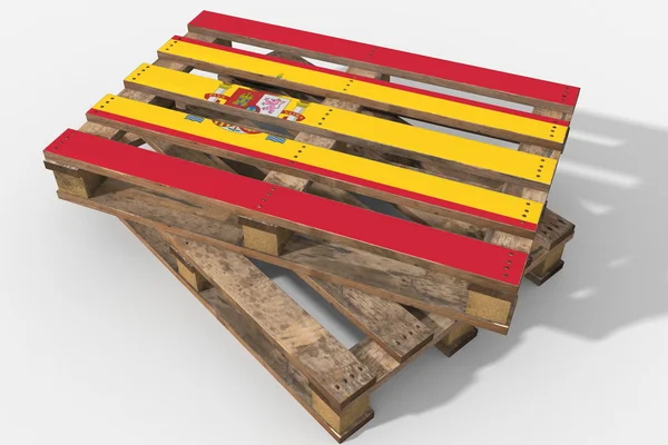 Pallet 3d met vlag Spanje — Stockfoto