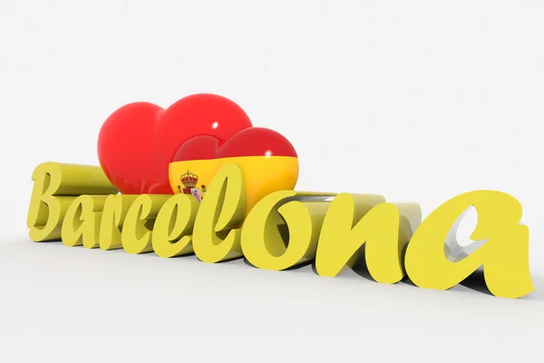 Logo corações 3d com texto Barcelona — Fotografia de Stock