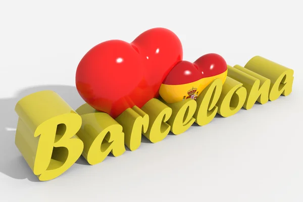 Логотип 3D сердца с текстом Барселона — стоковое фото