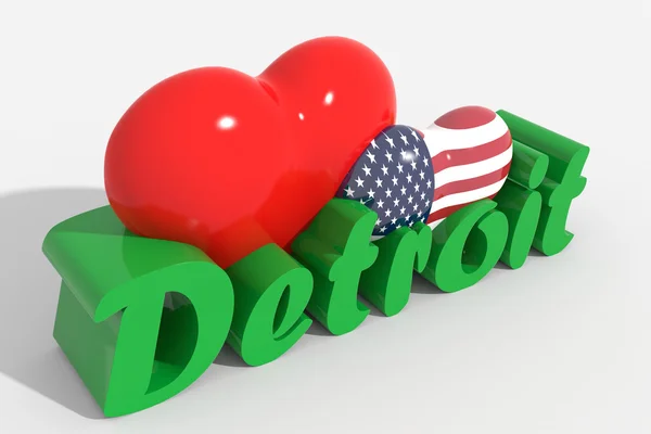 Logo corazones 3d con texto Detroit —  Fotos de Stock
