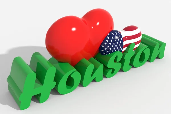 Логотип 3d серця з текстом Х'юстон — стокове фото