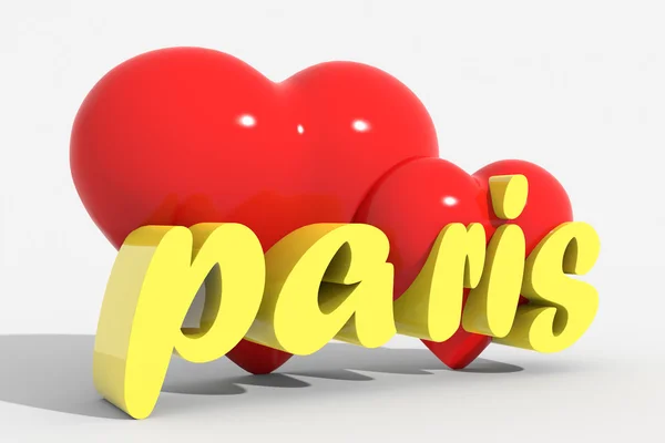 Логотип 3d серця з текстом Парижа — стокове фото