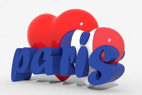 Logo corazones 3d con texto París — Foto de Stock