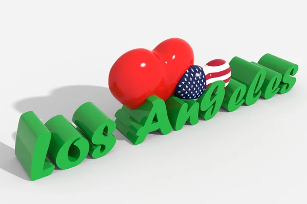 Logo corações 3d com texto Los Angeles — Fotografia de Stock