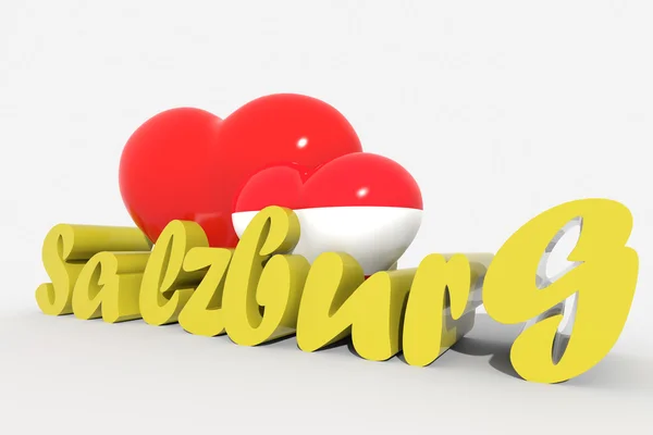 Logo corações 3d com texto Salzburgo — Fotografia de Stock