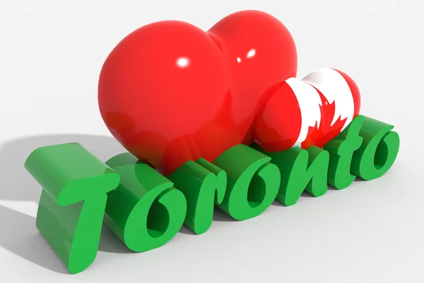 Logo cuori 3d con testo Toronto — Foto Stock