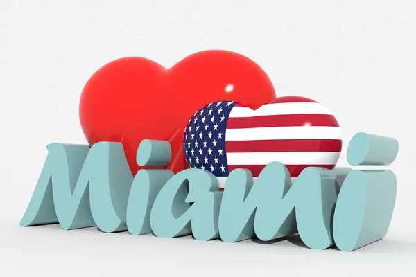 Logo corazones 3d con texto Miami — Foto de Stock