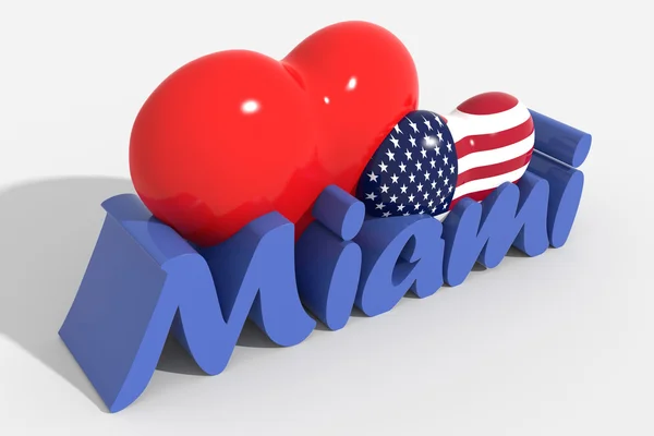 Logo cuori 3d con testo Miami — Foto Stock