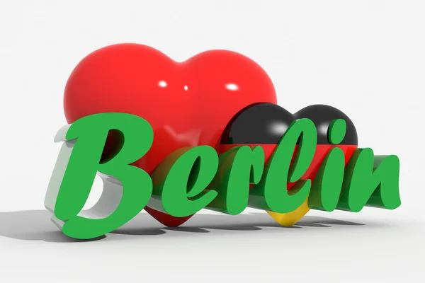 Logo 3D-s szív-szöveggel Berlin — Stock Fotó