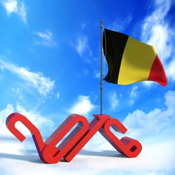 Anno 2016 con bandiera Belgium — Stock Photo, Image