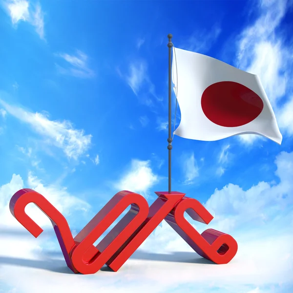 Anno 2016 con bandiera Japón — Foto de Stock