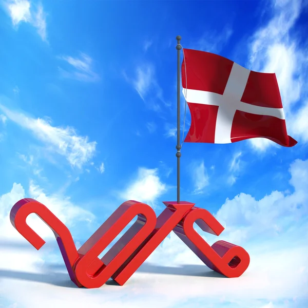 Anno 2016 con bandiera Dinamarca —  Fotos de Stock