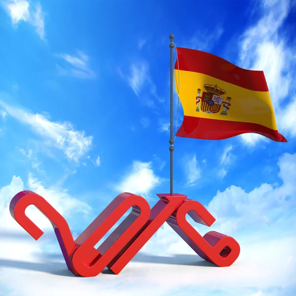 Anno 2016 con bandiera Spanje — Stockfoto