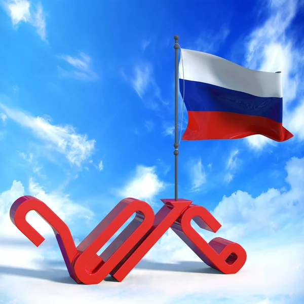Anno 2016 con bandiera Rosji — Zdjęcie stockowe
