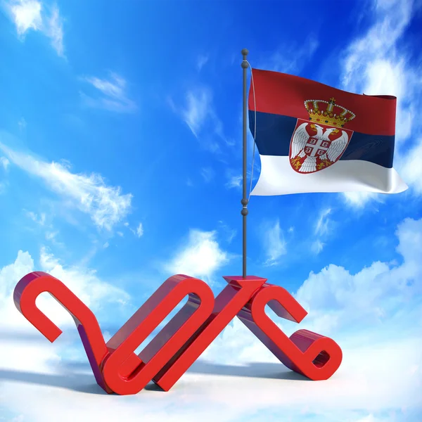 Anno 2016 con bandiera Serbii — Zdjęcie stockowe