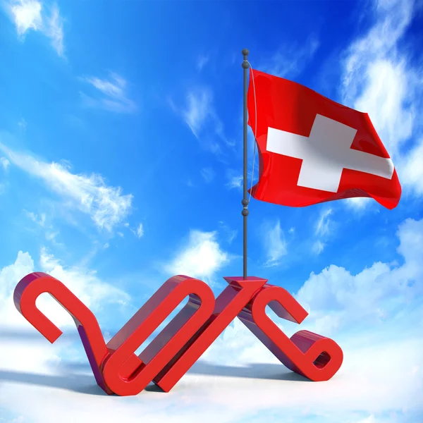 Anno 2016 con bandiera Switzerland — Stock Photo, Image