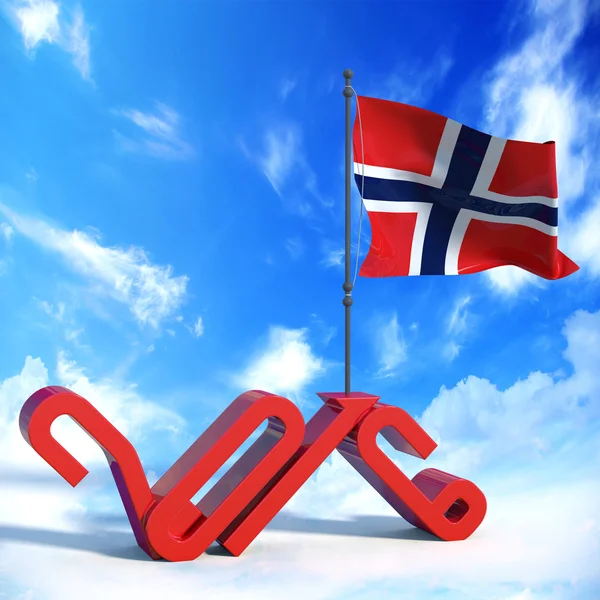 Anno 2016 con bandiera Norge — Stockfoto