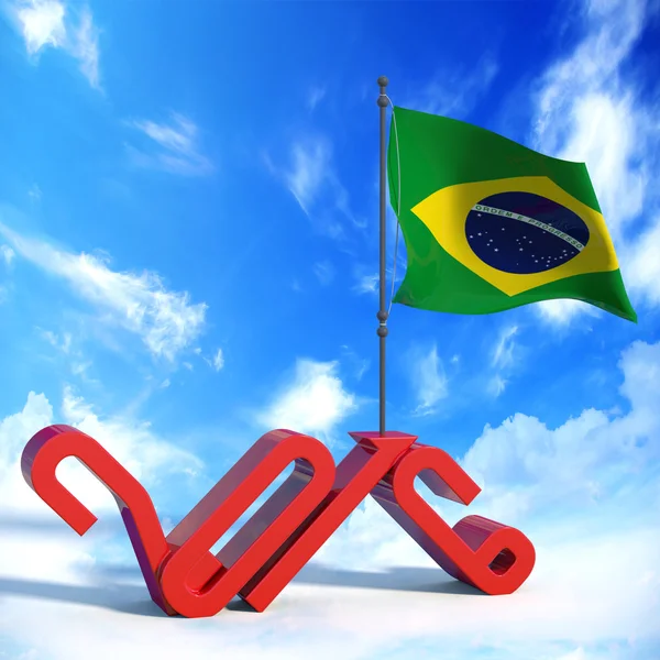 Anno 2016 con bandiera Brasilien — Stockfoto