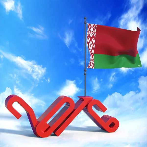 Anno 2016 con bandiera Беларуси — стоковое фото