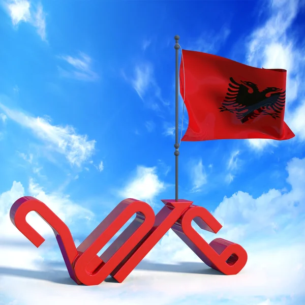 Anno 2016 con bandiera Albania — Stock Photo, Image