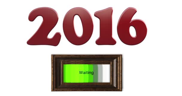 Animatie wachten Nieuwjaar 2016 — Stockvideo