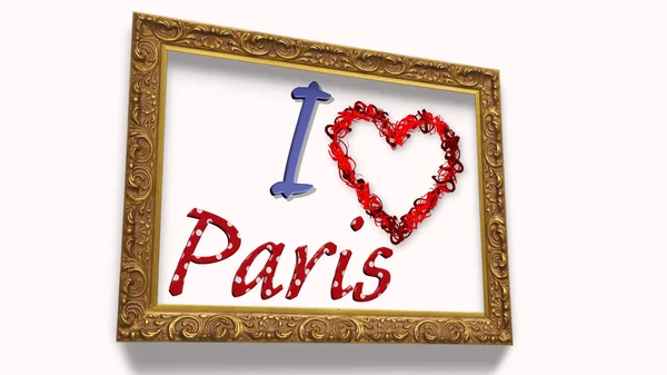 I love Paris with frame — Stock Photo, Image