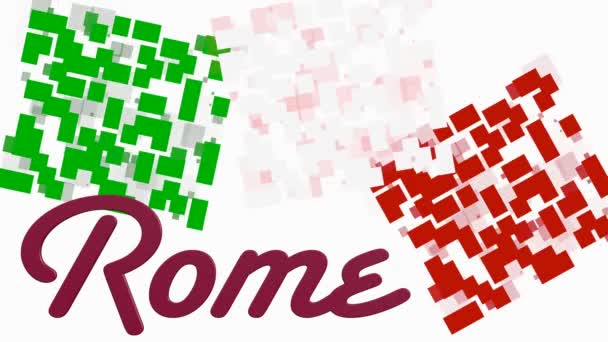 Bandiera di animazione Italia con forme geometriche e testo Roma — Video Stock