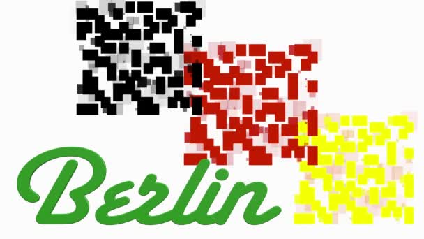 Bandera de animación Alemania con formas geométricas y texto Berlín — Vídeos de Stock