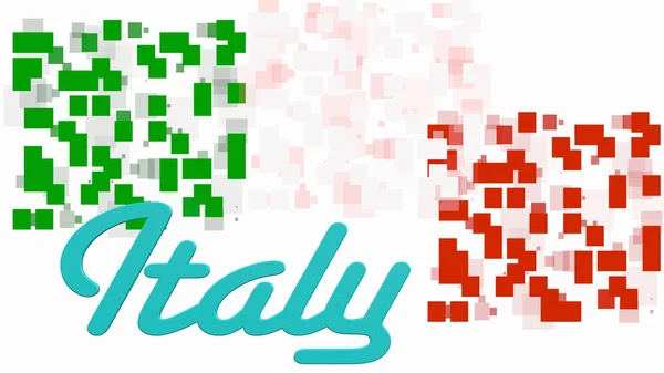 Bandiera Italia con forme geometriche e testo Italia — Foto Stock