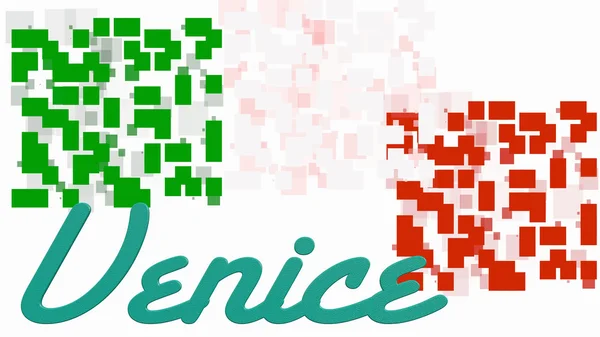 Bandera de Italia con formas geométricas y texto Venecia — Foto de Stock