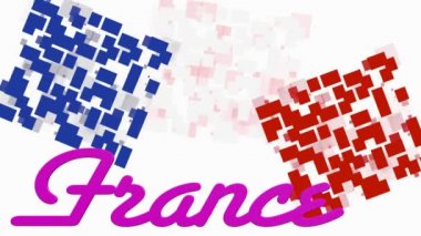 Geometrik şekiller ve metin Fransa ile animasyon bayrak Fransa