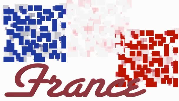 Animation Flag France with geometric shapes and text France — Stock Video