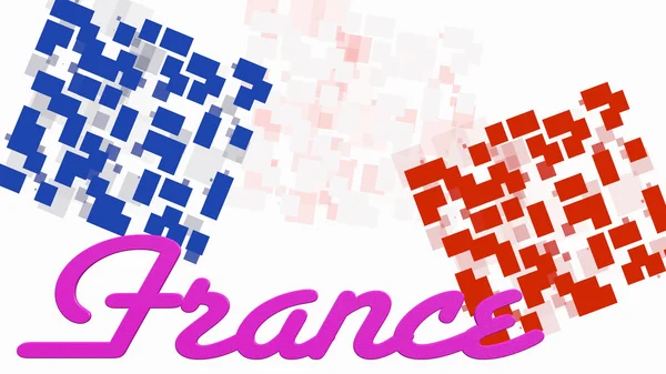 Bandeira da França com formas geométricas e texto França — Fotografia de Stock