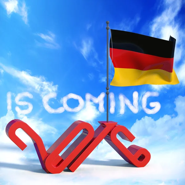 2016 is coming with flag Germany — Zdjęcie stockowe