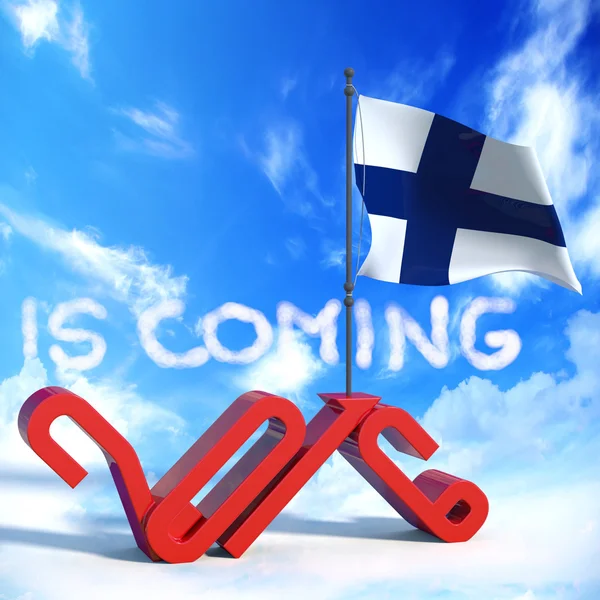 2016 is coming with flag Finland — Stok fotoğraf