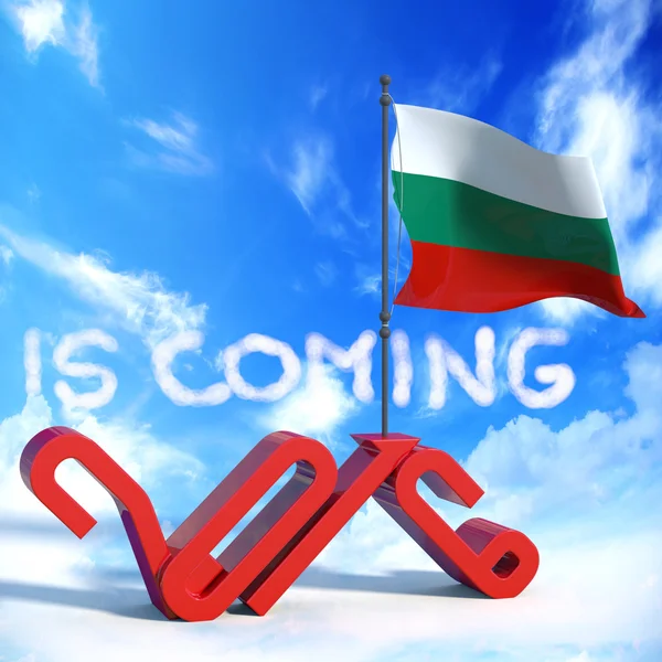 2016 nadchodzi z banderą Bułgarii — Zdjęcie stockowe
