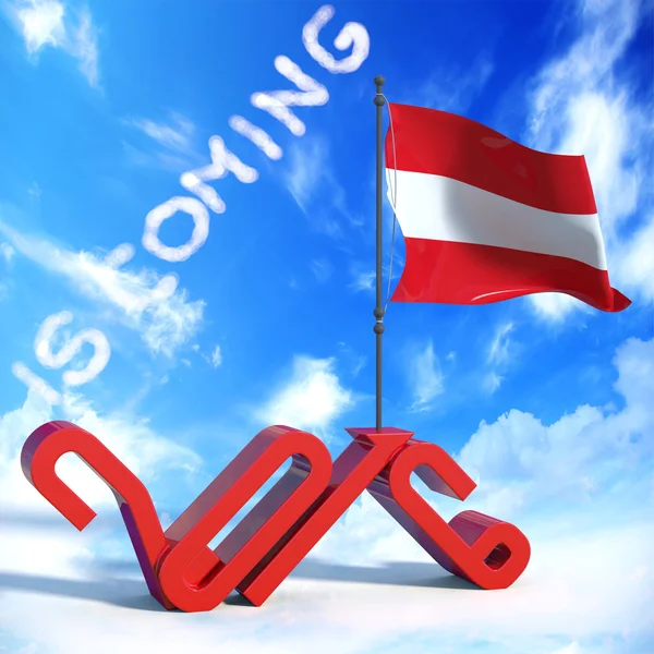 2016 viene con bandera Austria —  Fotos de Stock