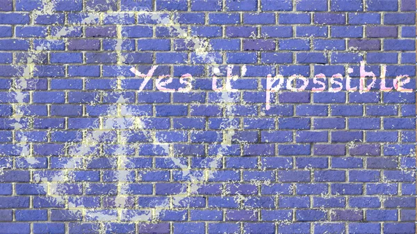 Oui c'est possible écrit sur un mur avec un symbole de paix — Photo