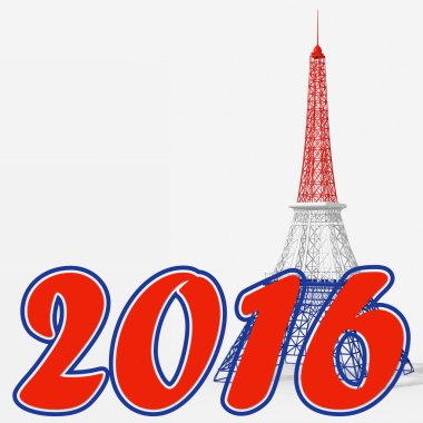 Paris mutlu yeni yıl 2016 Eyfel Kulesi ile