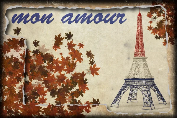 Paris Mon Amour grunge — Stok fotoğraf