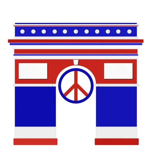 Arc de Triomphe s barvami Francie — Stock fotografie