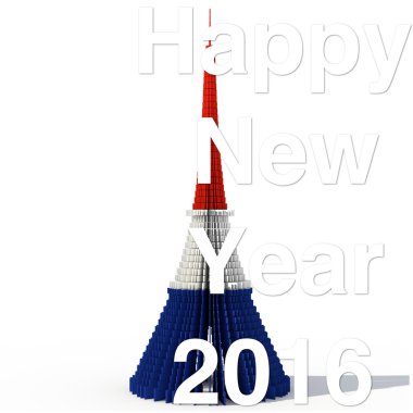 Mutlu yeni yıl 2016 Torre Eiffel albero Natale colori Francia
