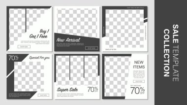 Promosyon satışı için şablon koleksiyonu. Sosyal medya, web sitesi veya internet reklamları için tanıtım pankartı. Vecto illüstrasyonu
