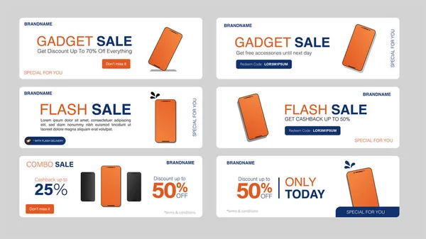 Продвижение Продажи Мобильного Баннера Веб Сайта Рекламы Flash Продажа Мобильного — стоковый вектор